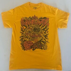 Bright Yellow Short Sleeve Tee with Artistic Design